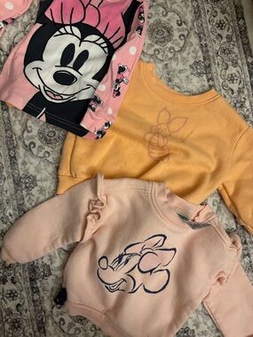 Disney Girls Pink Peach & Yellow Character Pullover Sweatshirts